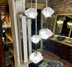 Kalco Lighting, Hanging Light, Pendant Light with Ribbed Knots Five Glass Shades