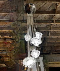 Kalco Lighting, Hanging Light, Pendant Light with Ribbed Knots Five Glass Shades, sku: 031866