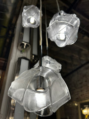 Kalco Lighting, Hanging Light, Pendant Light with Ribbed Knots Five Glass Shades