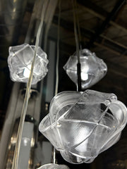 Kalco Lighting, Hanging Light, Pendant Light with Ribbed Knots Five Glass Shades