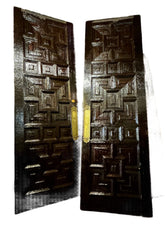 Entry Doors, Pair, Mid-Century, Dark Stained, Multi-Panel, Brass Hardware
