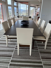 Joseph Jeup Collection Chairs, Leather Creme Color Wood Frame, Set of 10 Chairs