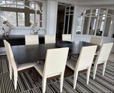 Joseph Jeup Collection Chairs, Leather Creme Color Wood Frame, Set of 10 Chairs