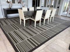 Custom Flat Weave Rug 100% Wool, Brown, Ivory, Slight Green Stripe, Sku: 032788