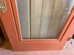 Door, Wood Frame, Glass, Ornate Brass Face Plate, Sku: 033659