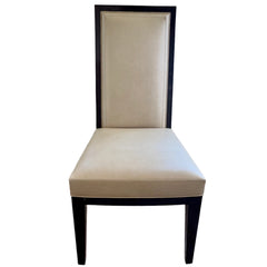 Studio H, Holly Hunt Collection Creme Leather Wood Frame Dining Chairs, Set of Eight, Sku 032778