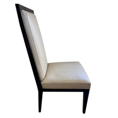 Studio H, Holly Hunt Collection Creme Leather Wood Frame Dining Chairs, Set of Eight, Sku 032778