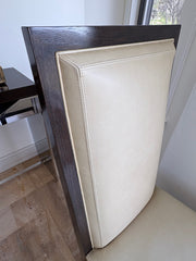 Studio H, Holly Hunt Collection Creme Leather Wood Frame Dining Chairs, Set of Eight, Sku 032778