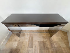 Long Wood and Chrome Console Table Sku 032774