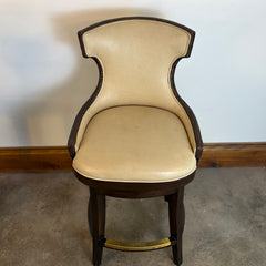Palecek Rhodes Swivel Bar Stools, Woven Rattan Back, Leather, Counter Height, Set of Four, Sku: 033682
