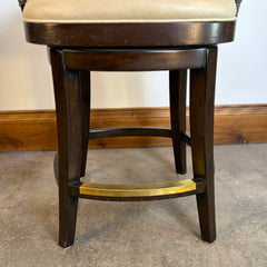 Palecek Rhodes Swivel Bar Stools, Woven Rattan Back, Leather, Counter Height, Set of Four, Sku: 033682