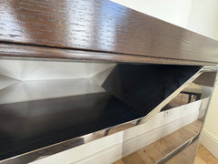 Long Wood and Chrome Console Table Sku 032774