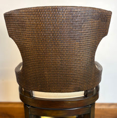 Palecek Rhodes Swivel Bar Stools, Woven Rattan Back, Leather, Counter Height, Set of Four, Sku: 033682