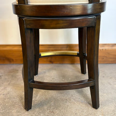 Palecek Rhodes Swivel Bar Stools, Woven Rattan Back, Leather, Counter Height, Set of Four, Sku: 033682