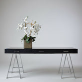 Desk or Console Table, Stainless Steel Base, Three Drawers, Sku: 032759