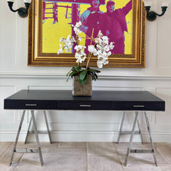 Desk or Console Table, Stainless Steel Base, Three Drawers, Sku: 032759