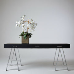 Desk or Console Table, Stainless Steel Base, Three Drawers, Sku: 032759