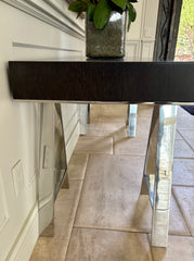 Desk or Console Table, Stainless Steel Base, Three Drawers, Sku: 032759