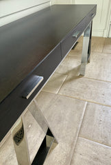 Desk or Console Table, Stainless Steel Base, Three Drawers, Sku: 032759