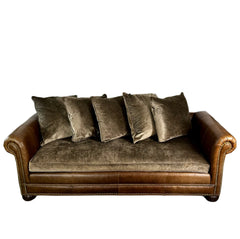 Westwood Industries Leather Sofa with Velvet Cushions, Sku: 031984