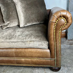 Westwood Industries Leather Sofa with Velvet Cushions, Sku: 031984