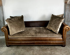 Westwood Industries Leather Sofa with Velvet Cushions, Sku: 031984