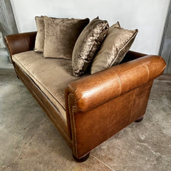 Westwood Industries Leather Sofa with Velvet Cushions, Sku: 031984