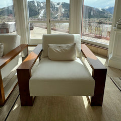 Lewis Mittman White and Dark Wood Arm Chair