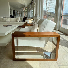 Lewis Mittman White and Dark Wood Arm Chair