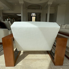 Lewis Mittman White and Dark Wood Arm Chair