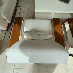 Lewis Mittman White and Dark Wood Arm Chair