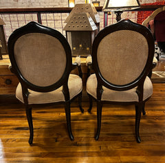 Pair of Oval Back Embossed Suede Leather Arm Chairs, Brown
