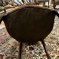 Pair of Oval Back Embossed Suede Leather Arm Chairs, Brown