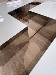 White L-Shaped Coffee Table, Laminate, Mirrored Side, Custom, Large, sku: 032762