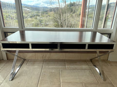 Desk, Chrome Base Wood Top Console Table or Desk Sku 032763