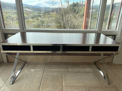 Desk, Chrome Base Wood Top Console Table or Desk Sku 032763