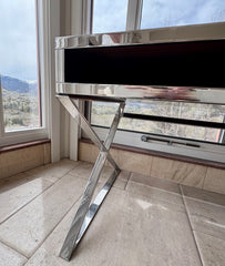 Desk, Chrome Base Wood Top Console Table or Desk Sku 032763