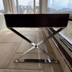 Desk, Chrome Base Wood Top Console Table or Desk Sku 032763