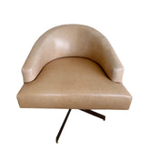 Minotti Designs Leather Martin Swivel Lounge Chair, Beige