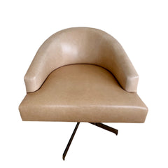Minotti Designs Leather Martin Swivel Lounge Chair, Beige