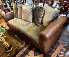 Westwood Industries Leather Sofa with Velvet Cushions, Sku: 031984