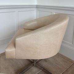 Minotti Designs Leather Martin Swivel Lounge Chair, Beige