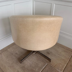 Minotti Designs Leather Martin Swivel Lounge Chair, Beige