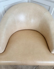 Minotti Designs Leather Martin Swivel Lounge Chair, Beige