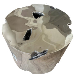 Brutalist Design Solid Metal Round Coffee Table