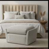 Elisa Carlucci Quintus Camille Ottoman, Cream Upholstery, sku: 032006