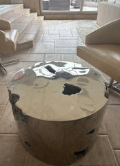 Brutalist Design Solid Metal Round Coffee Table, sku: 032764