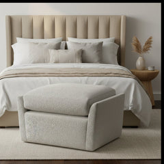 Elisa Carlucci Quintus Camille Ottoman, Cream Upholstery, sku: 032006