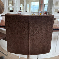 Bonaldo "Skipping" Swivel Barstool. Brown Suede Upholstery, Chrome Base