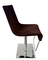 Bonaldo "Skipping" Swivel Barstool. Brown Suede Upholstery, Chrome Base